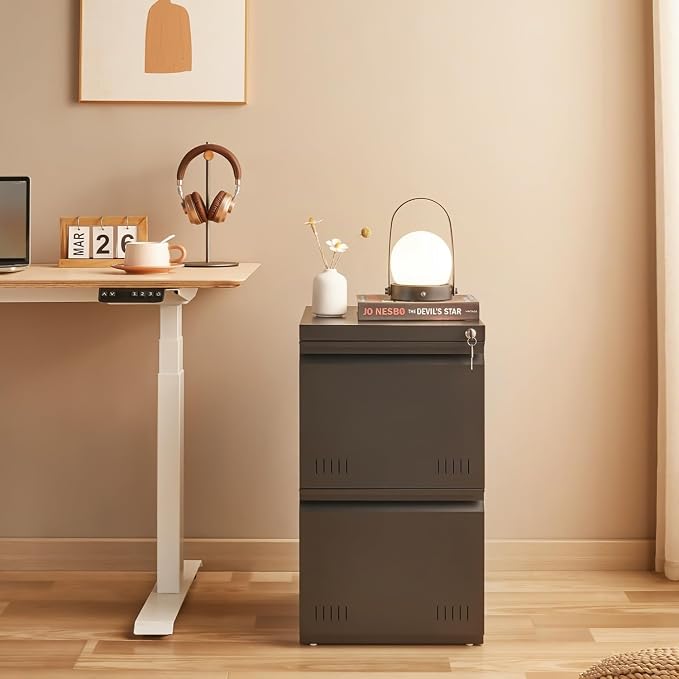 Matte-black 2-drawer Vertical