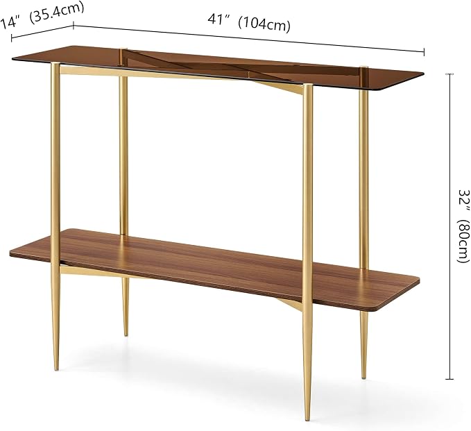 Brown Glass & Walnut Wood