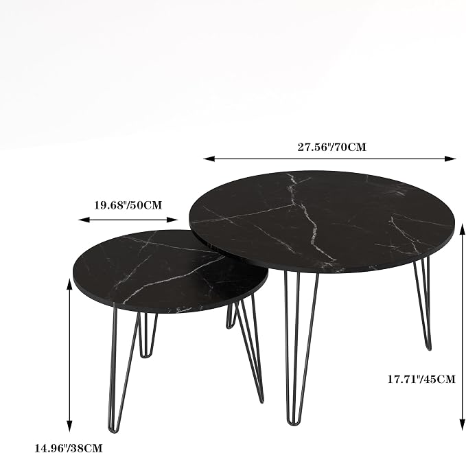 Black + Wood+metal + Round