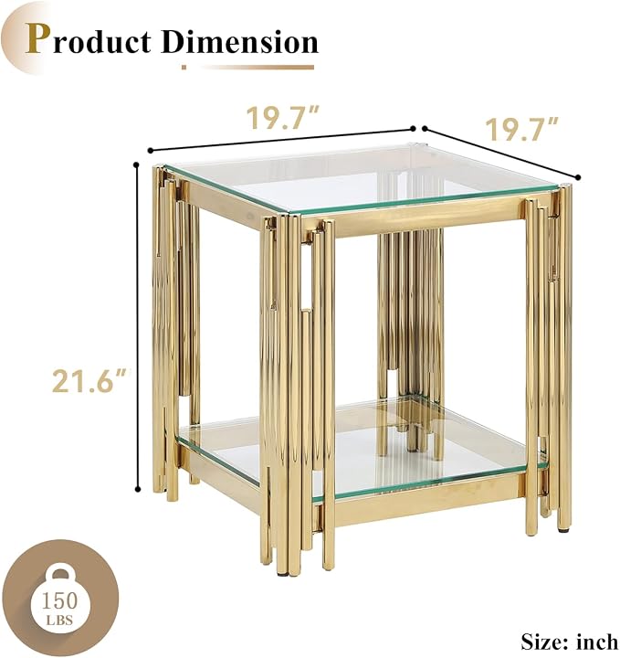 Clear Gold-end Table