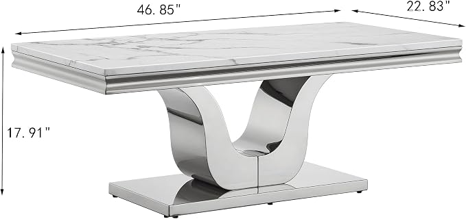 U-shape Base Coffee Table - White & Silver