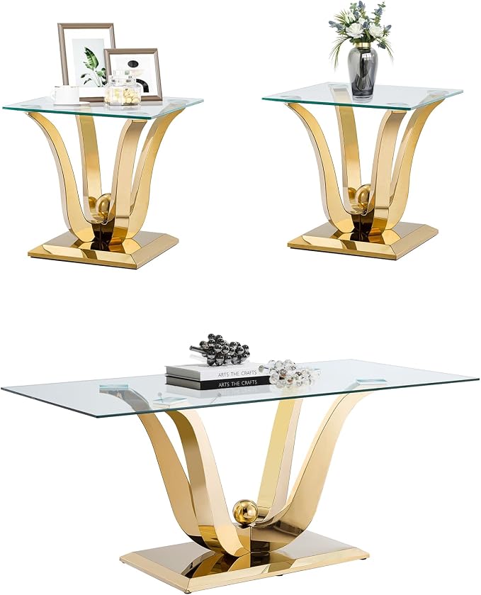 Gold-1 Coffee Table+2 End Table