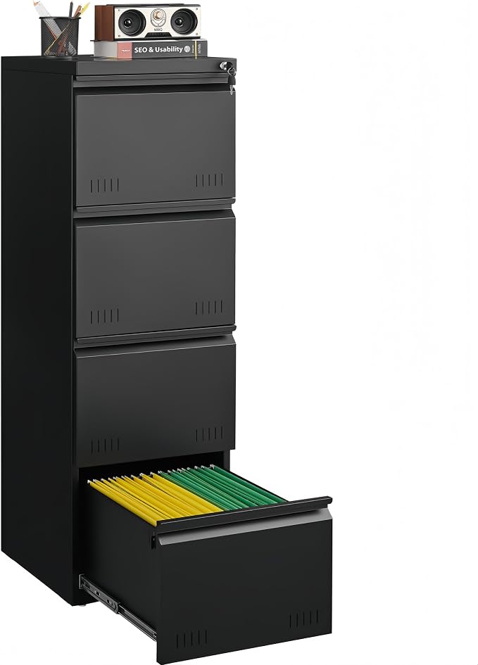 Matte-black 4-drawer Vertical