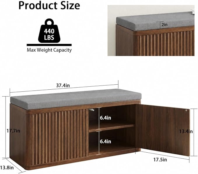2 Door Shoe Bench-walnut