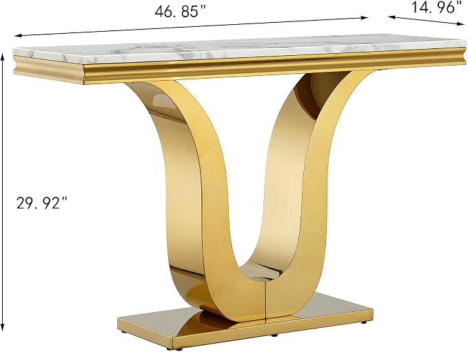 U-shape Base Console Table - White & Gold