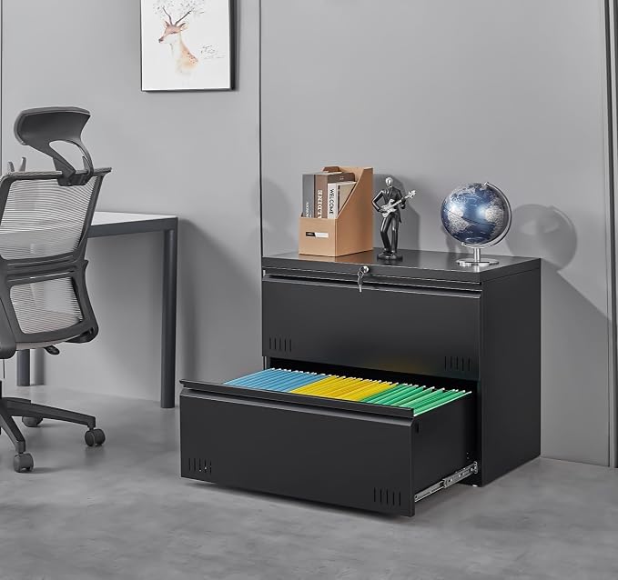 Matte-black 2-drawer Lateral