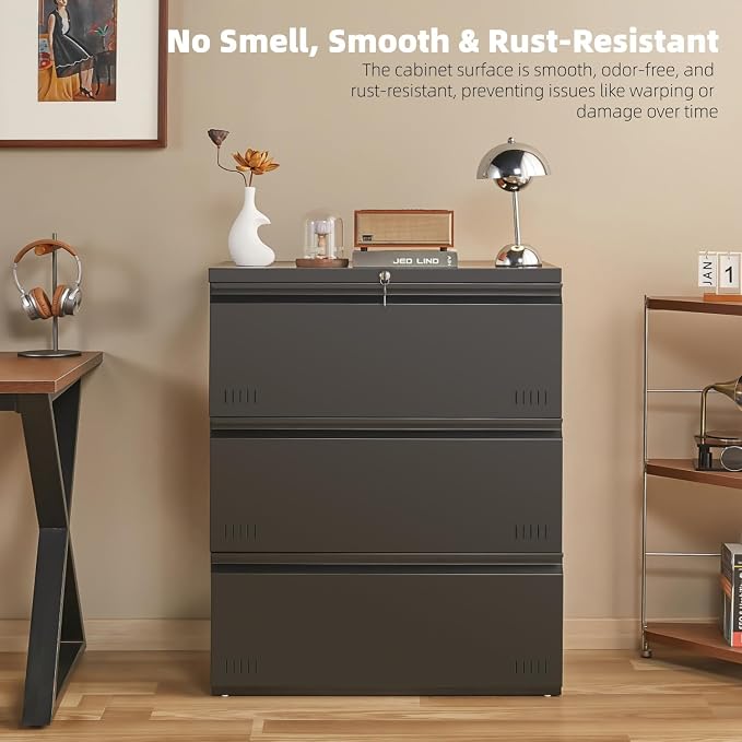 Matte-black 3-drawer Lateral