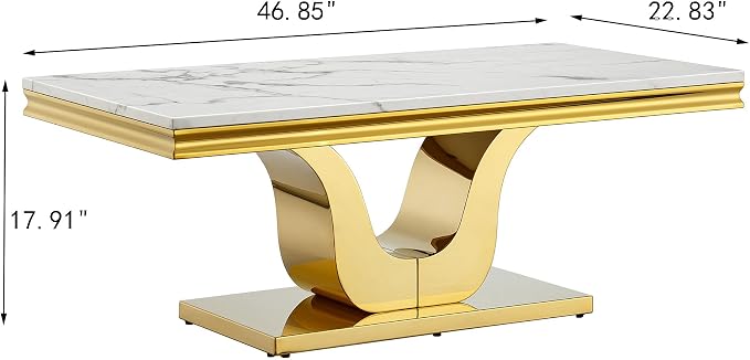 U-shape Base Coffee Table - White & Gold