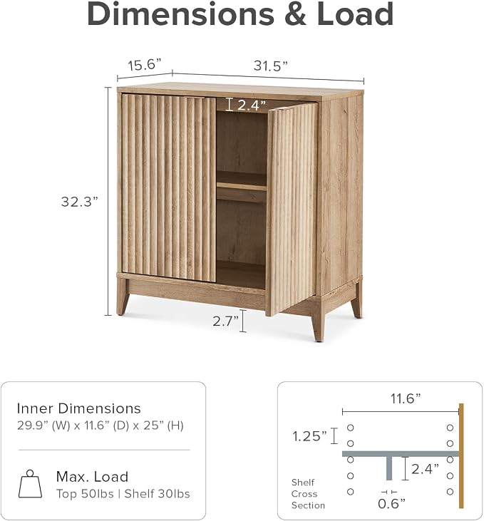 Oak Wave Fluted Cabinet