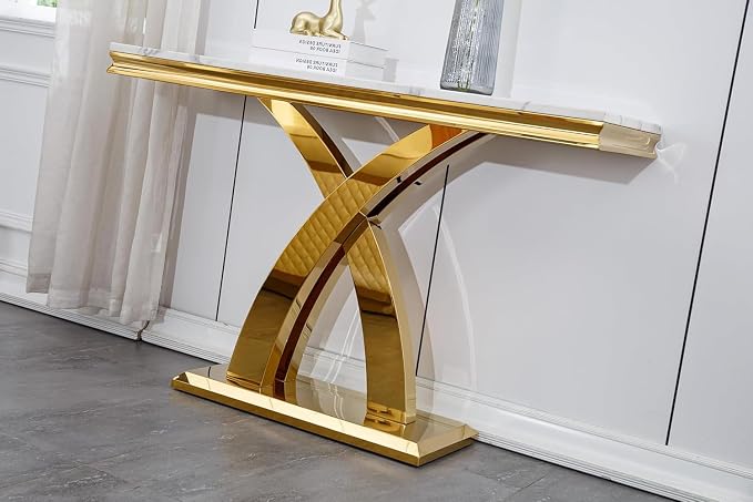 Console Table - White Gold Base