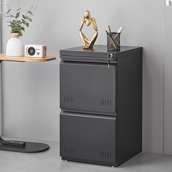 Matte-black 2-drawer Vertical