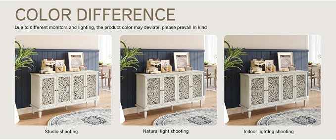 Antique Grey White + Hlollow Carved Design + Solid Wood+mdf