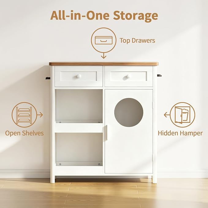 Laundry Hamper Cabinet-White