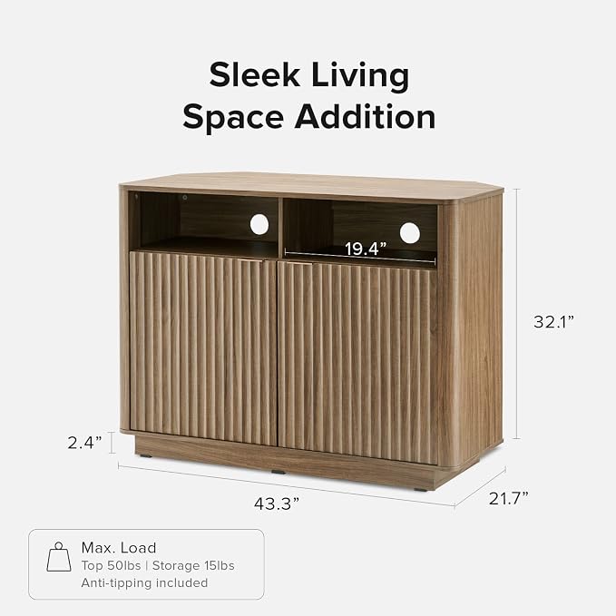 Walnut Corner Fluted Cabinet