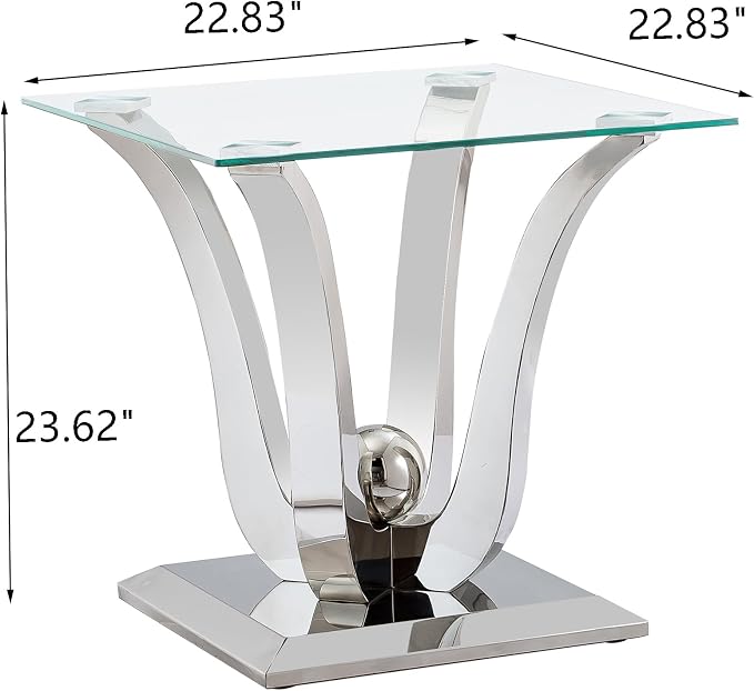 Silver End Table - Floral Shape Base