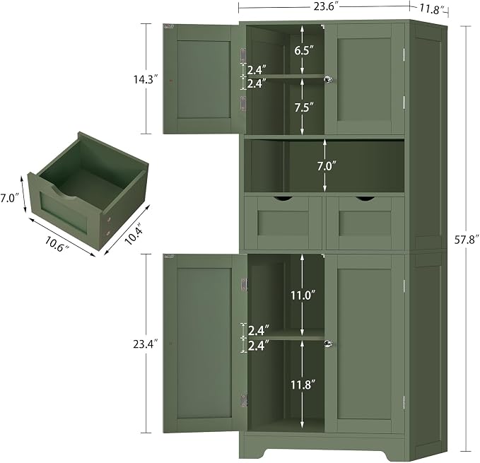 Forest Green 2 Drawers