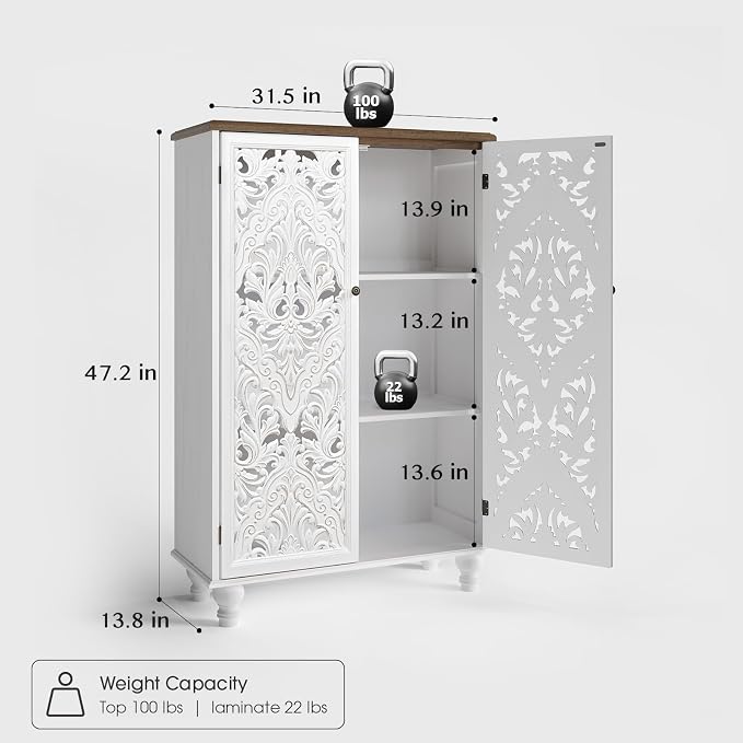 White & Walnut_2 Doors Tall