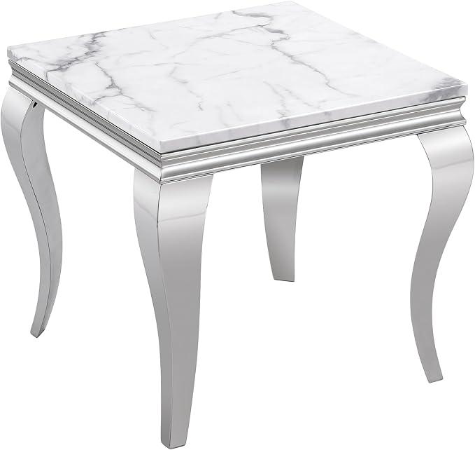 End Table - White Silver Base