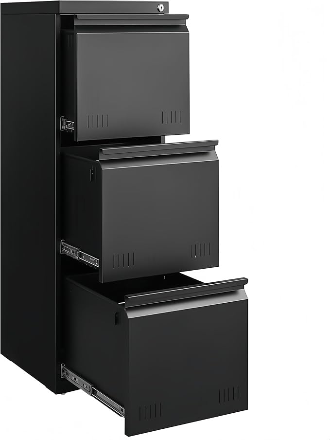 Matte-black 3-drawer Vertical