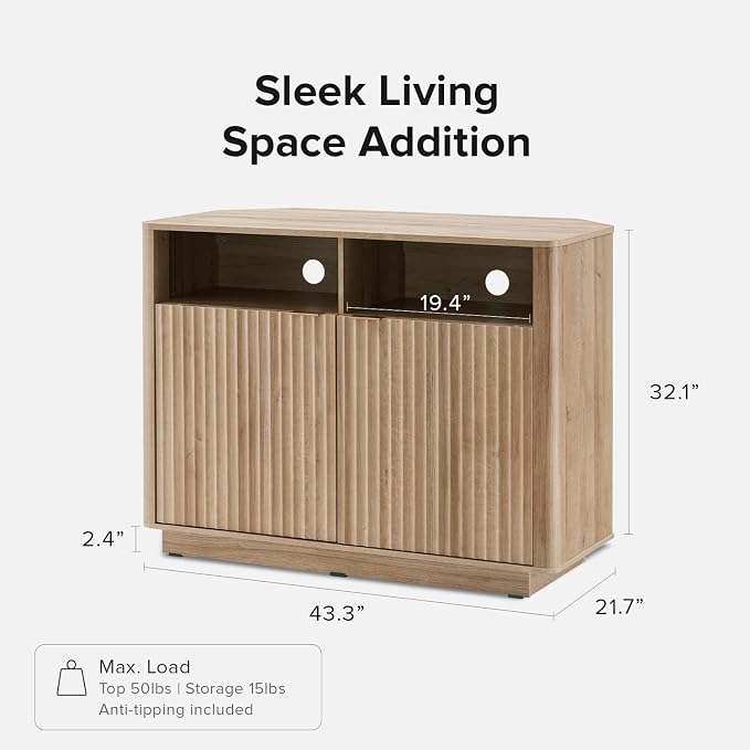 Oak Corner Fluted Cabinet