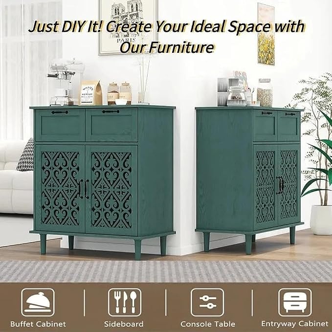 Green 2-door 2-drawer