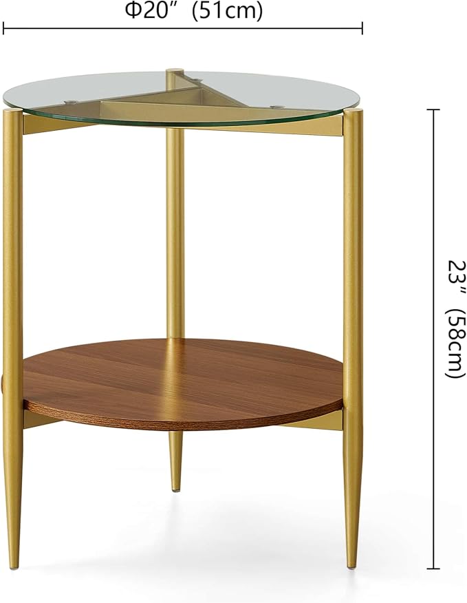 Clear Glass & Walnut Wood
