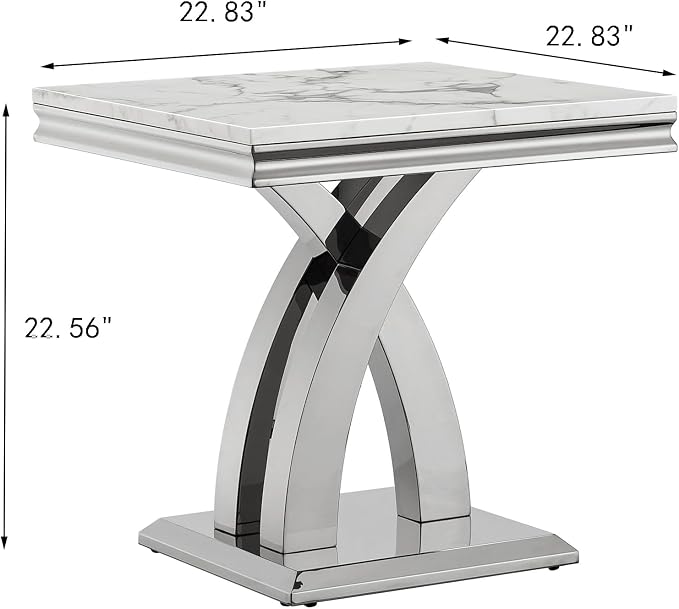X-shape Base End Table - White & Silver
