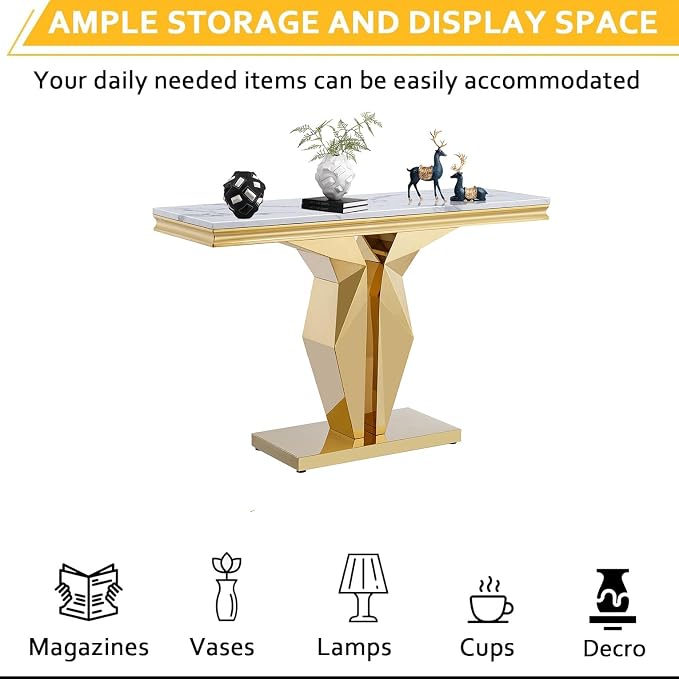 White Golden Console Table