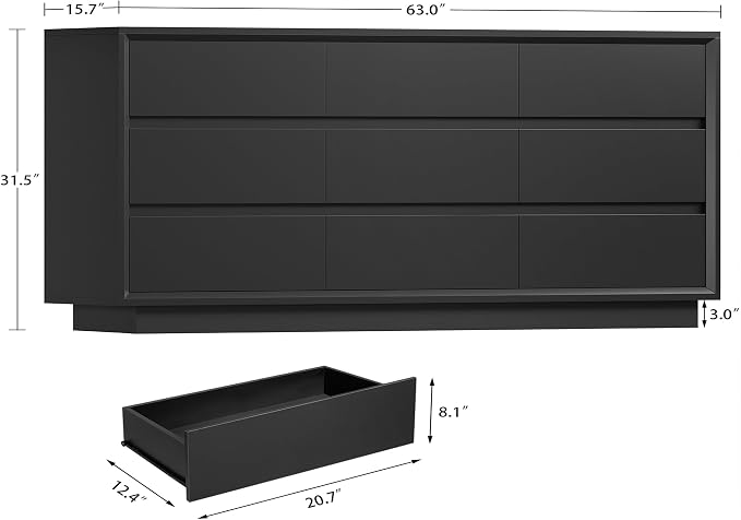 Black, 9 Drawers