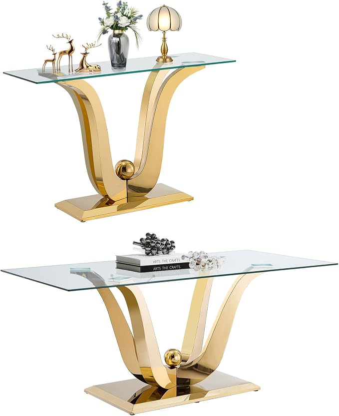 Gold-1 Coffee Table+1 Sofa Table
