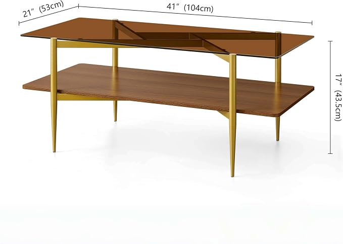 Brown Glass & Walnut Wood