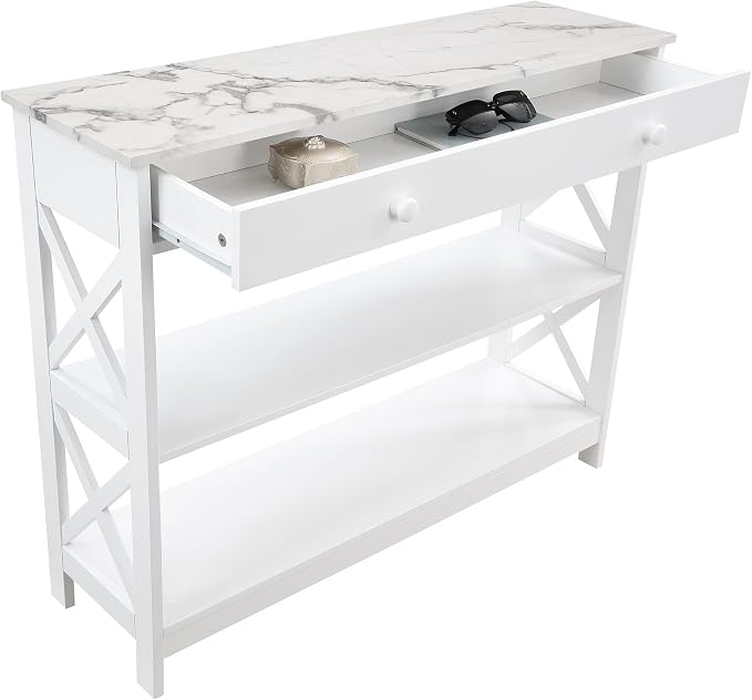 White Faux Marble/White