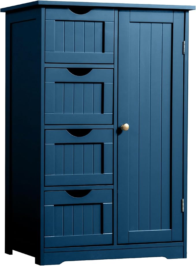 Navy Blue-4 Drawers & 1 Door