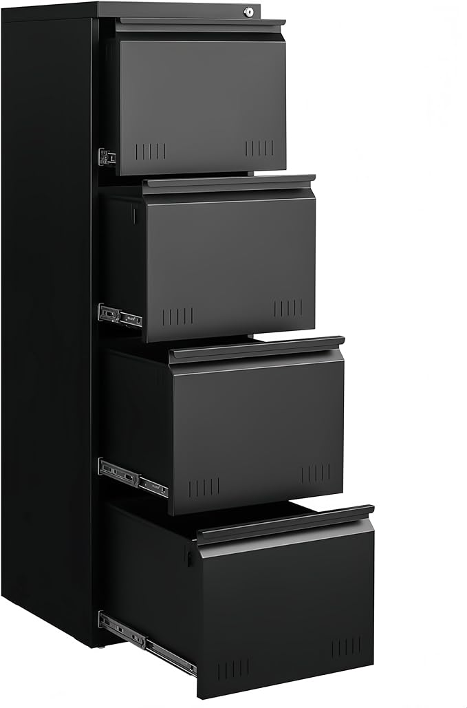 Matte-black 4-drawer Vertical