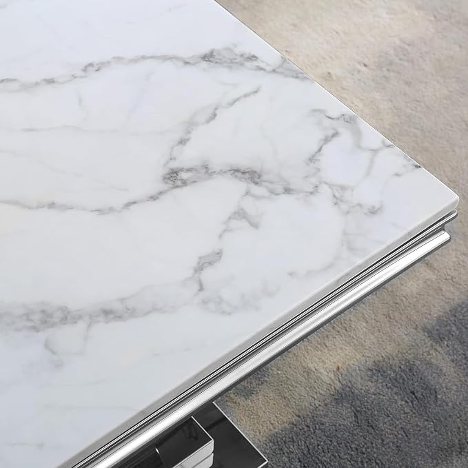 End Table - White Silver Base