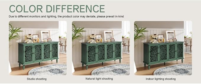 Antique Green + Hlollow Carved Design + Solid Wood+mdf
