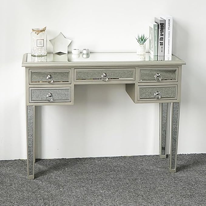 Silver Mirrored With 5 Drawers