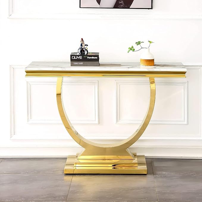 Console Table - White Gold Base