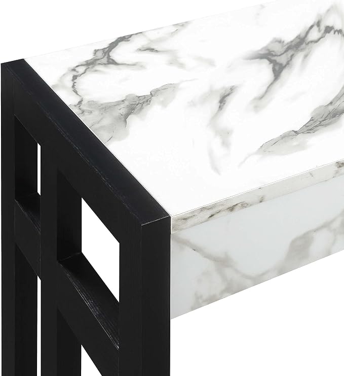 White Faux Marble/Black