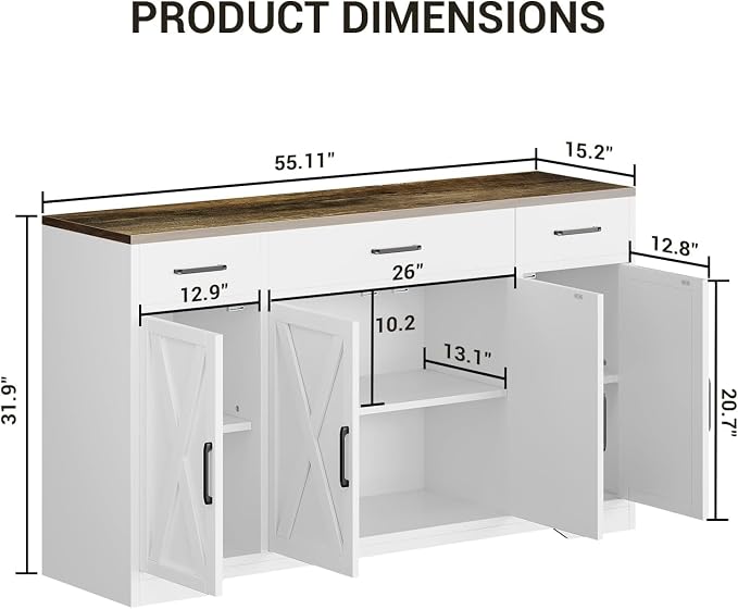 White Cabinet With Wood Tabletop