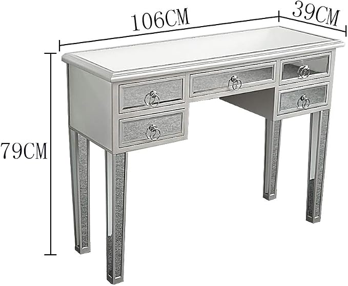 Silver Mirrored With 5 Drawers