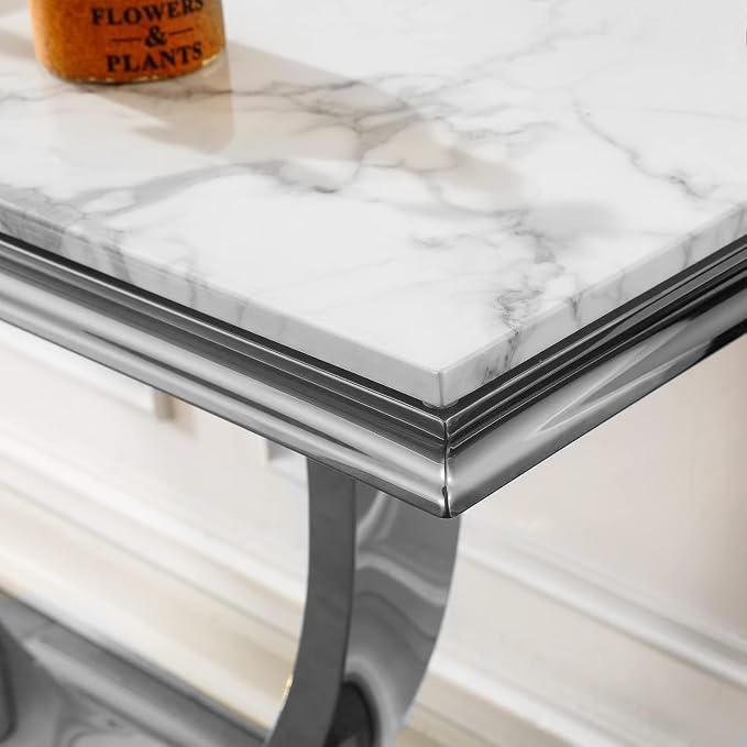 End Table - White Silver Base