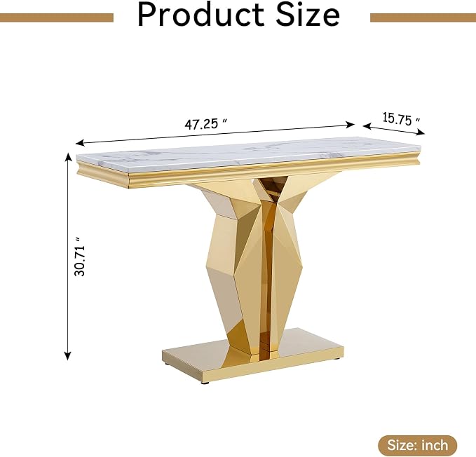 White Golden Console Table