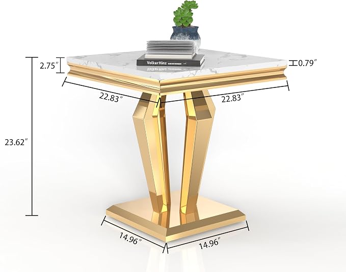 White Golden End Table