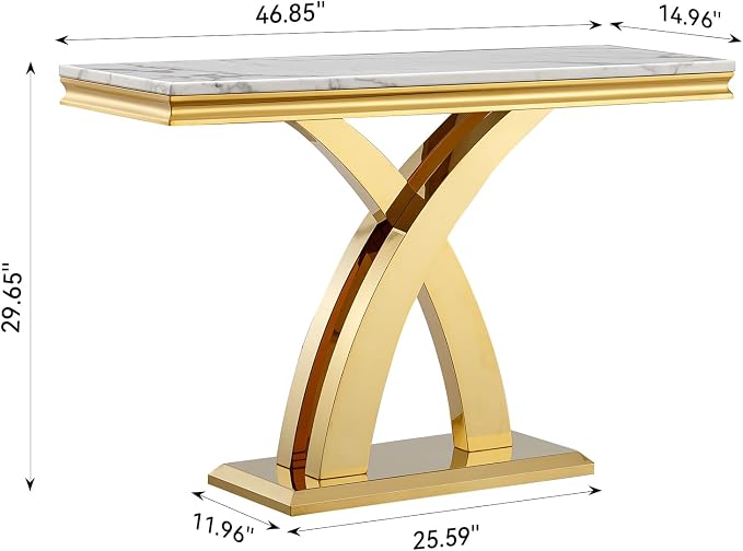 White Golden Console Table