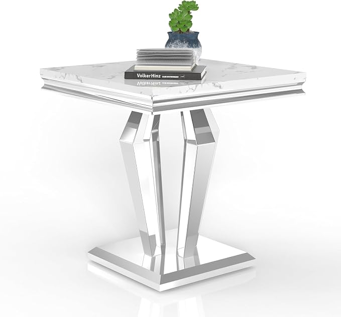 End Table - White Silver Base