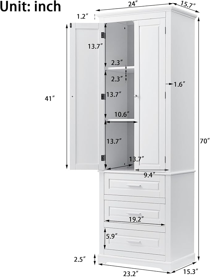 White 3 Drawers