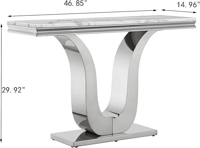 U-shape Base Console Table - White & Silver