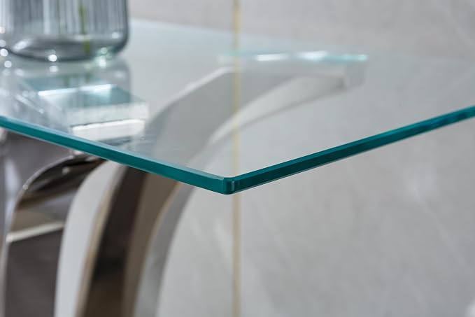 Silver Console Table - Floral Shape Base