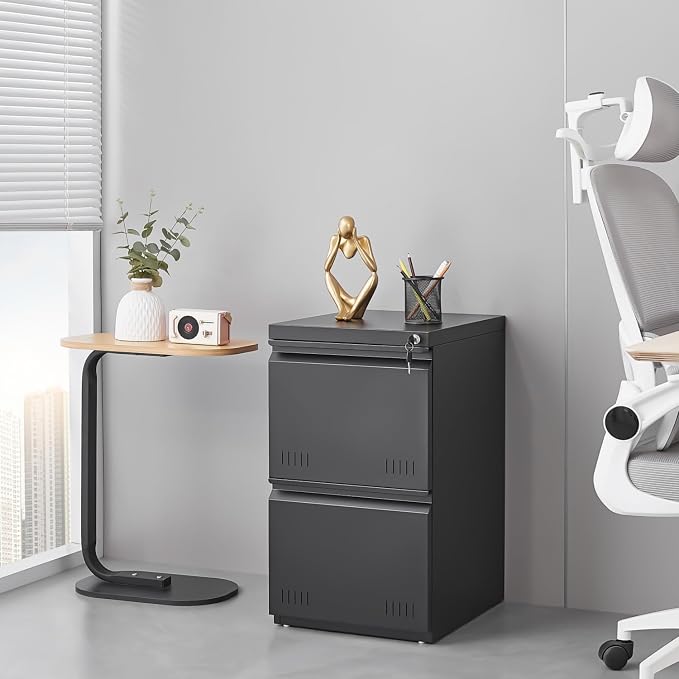 Matte-black 2-drawer Vertical